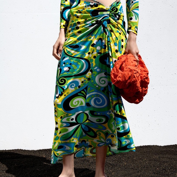 Zara drape printed multi coloured skirt - Picture 4 of 4